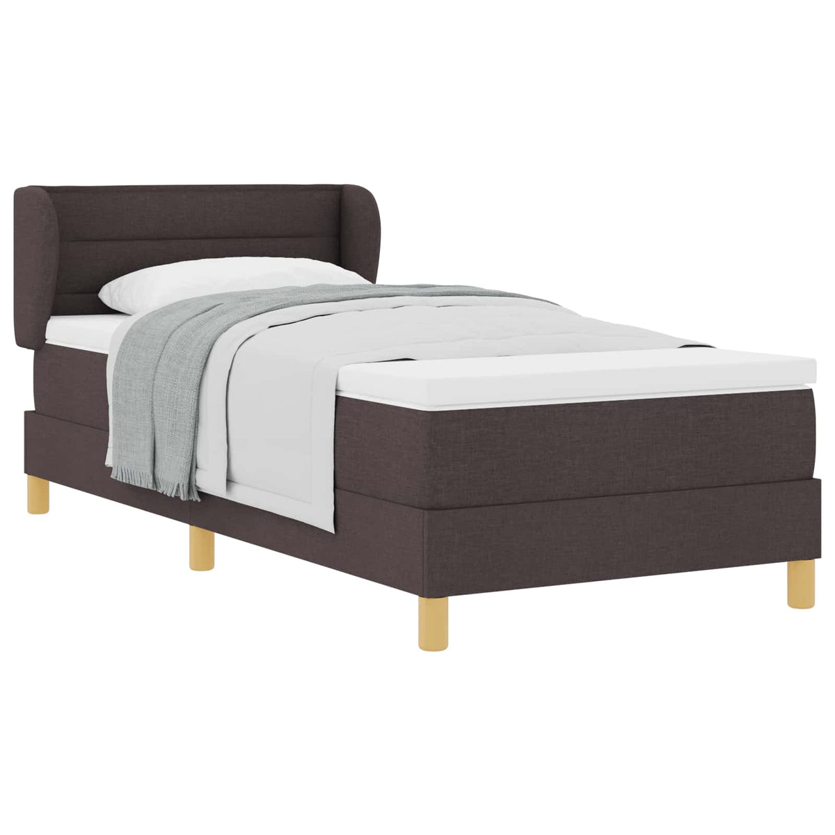Lit à ressorts avec matelas Marron foncé 100 x 200 cm tissu