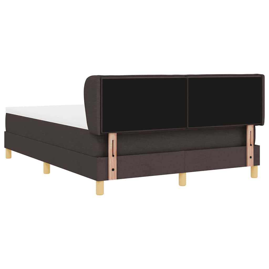 Lit à ressorts avec matelas Marron foncé 140 x 190 cm tissu