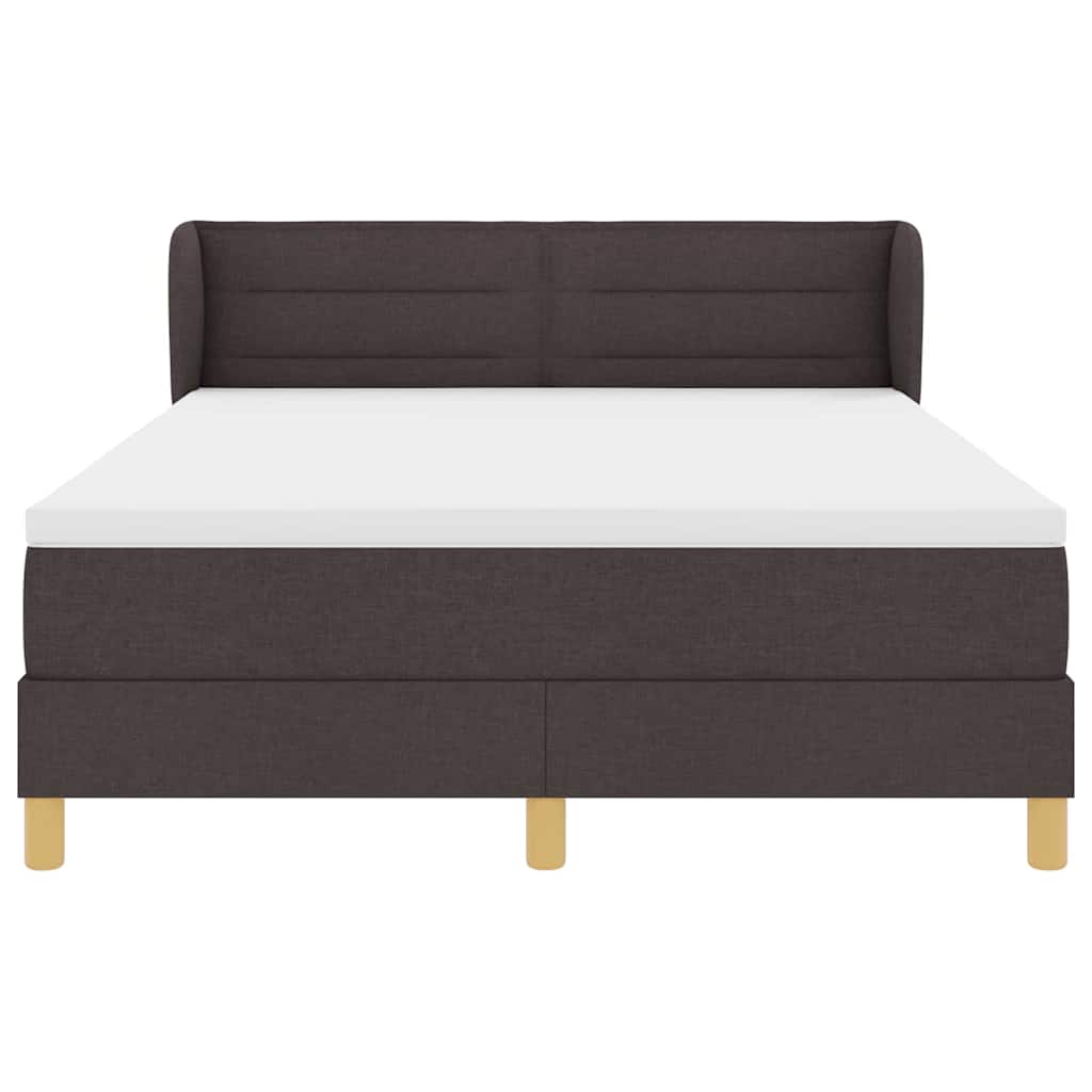 Lit à ressorts avec matelas Marron foncé 140 x 190 cm tissu