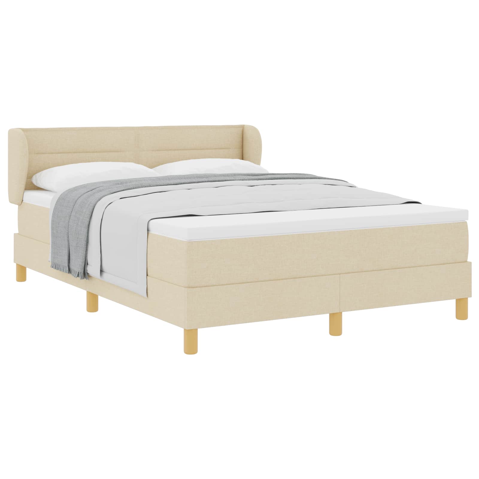 Lit à ressorts avec matelas Crème 140 x 200 cm tissu - XIOS