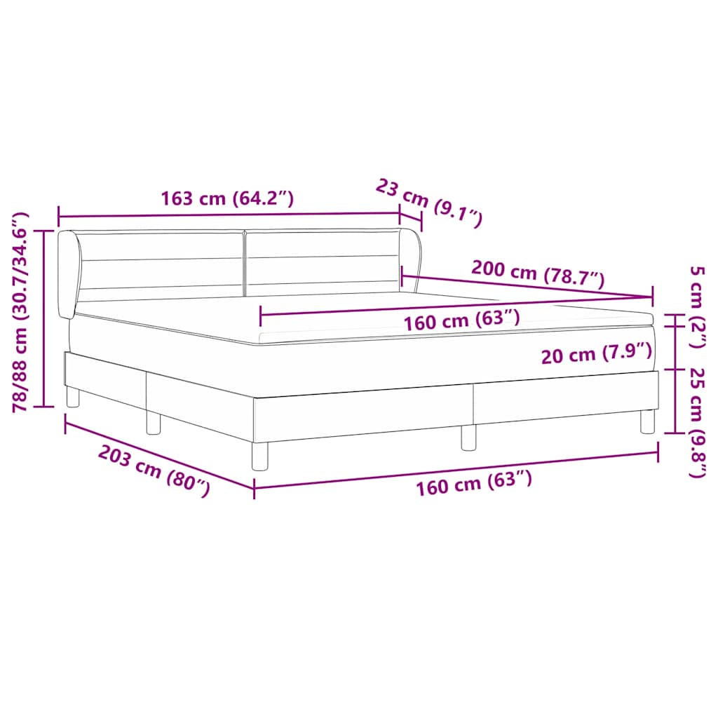Lit à ressorts avec matelas Gris foncé 160 x 200 cm tissu - XIOS