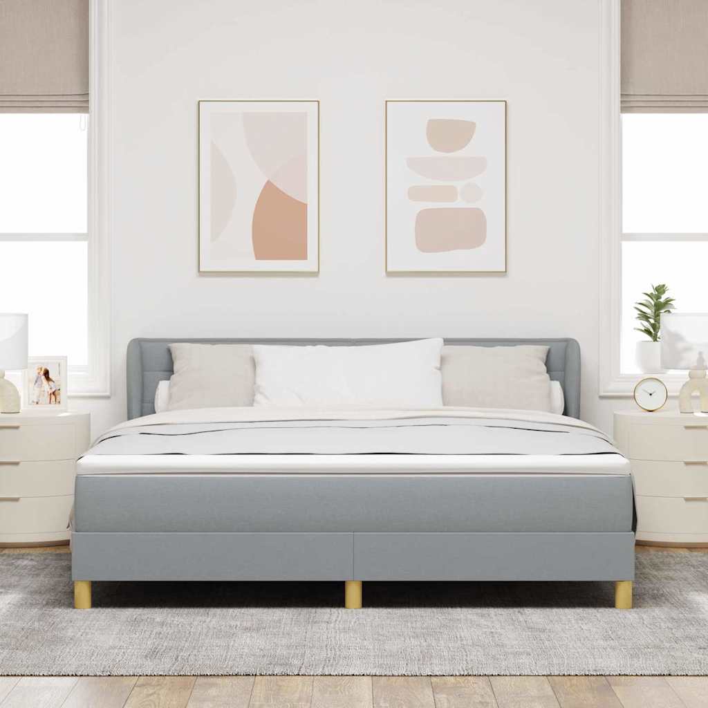 Lit à ressorts avec matelas Gris clair 180 x 200 cm tissu