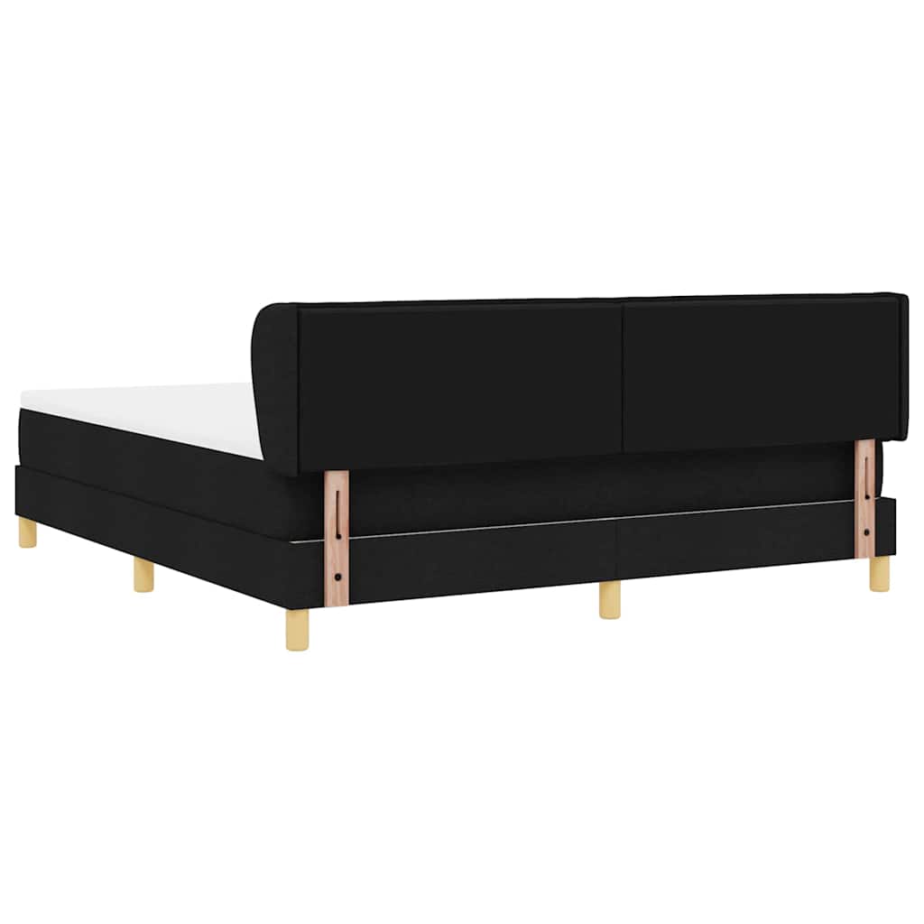 Lit à ressorts avec matelas Noir 180 x 200 cm tissu
