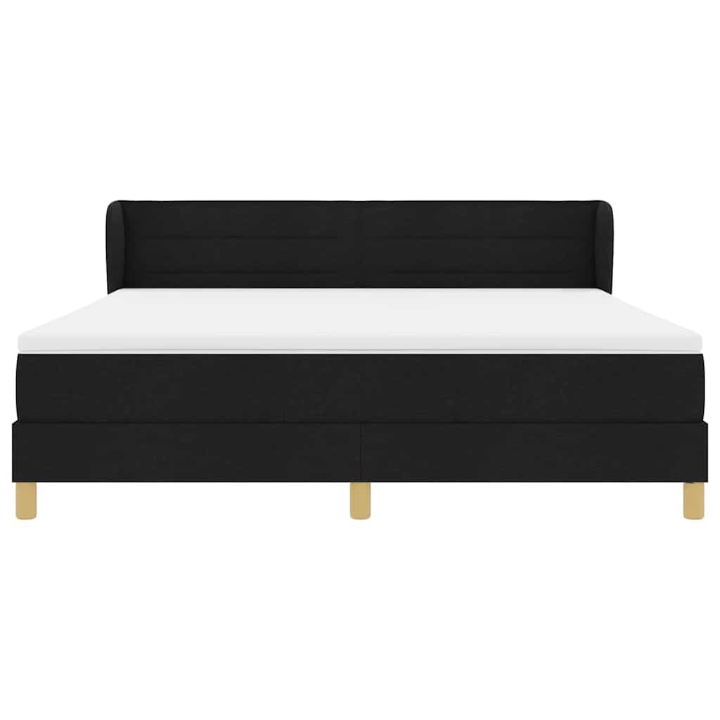 Lit à ressorts avec matelas Noir 180 x 200 cm tissu
