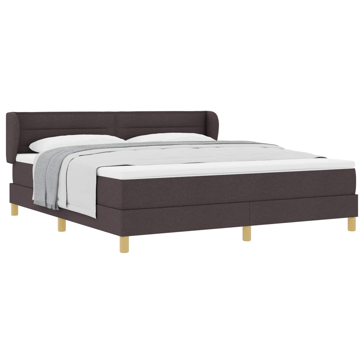 Lit à ressorts avec matelas Marron foncé 180 x 200 cm tissu