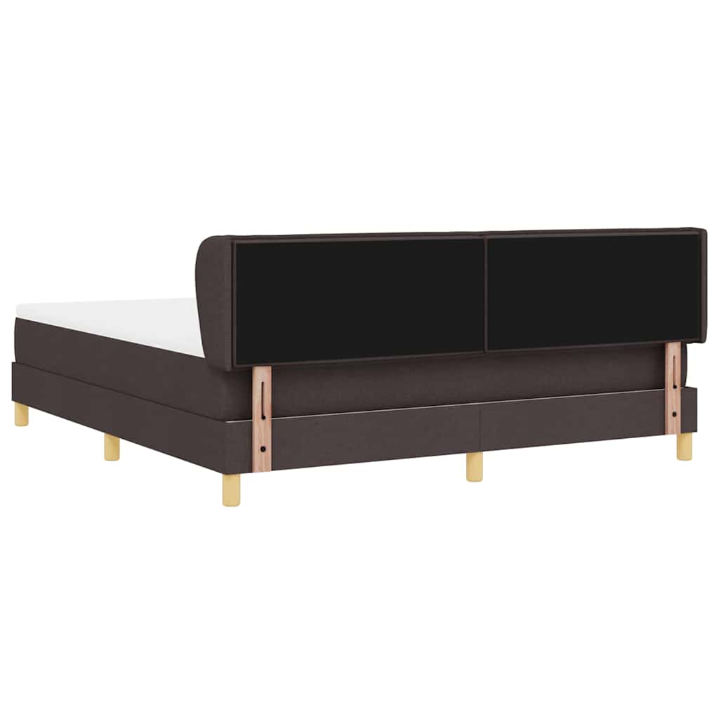 Lit à ressorts avec matelas Marron foncé 180 x 200 cm tissu