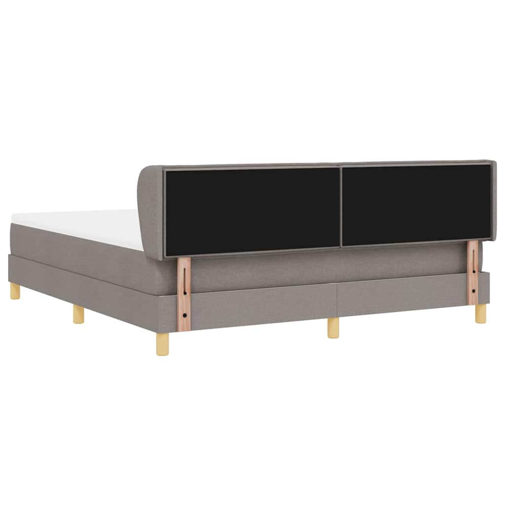 Lit à ressorts avec tête de lit Taupe 180 x 200 cm tissu