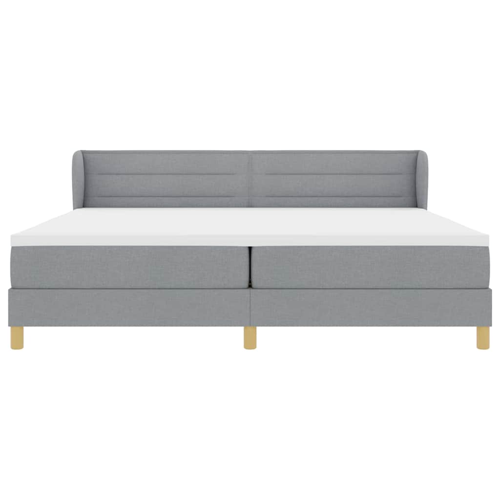 Lit à ressorts avec matelas Gris clair 200 x 200 cm tissu - XIOS