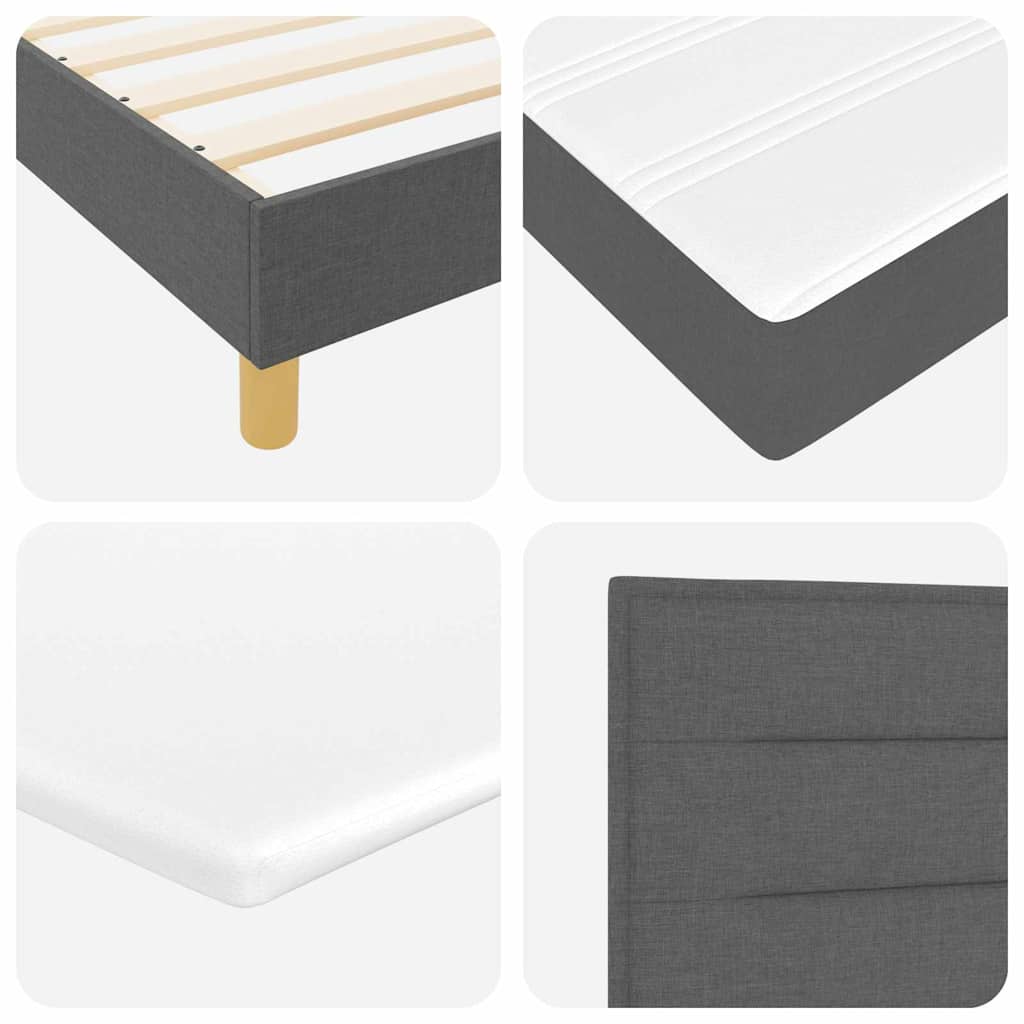 Lit à Ressorts avec Matelas Crème 90x200 cm Tissu Gris foncé