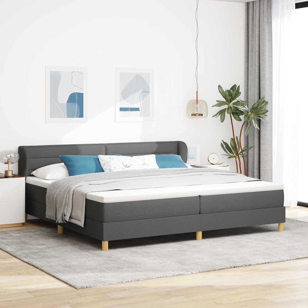 Lit à Ressorts avec Matelas Crème 90x200 cm Tissu Gris foncé