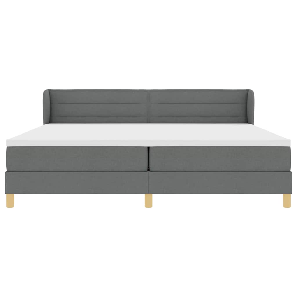 Lit à Ressorts avec Matelas Crème 90x200 cm Tissu Gris foncé