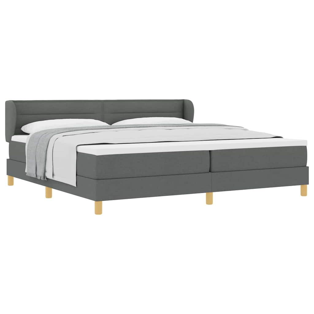 Lit à Ressorts avec Matelas Crème 90x200 cm Tissu Gris foncé
