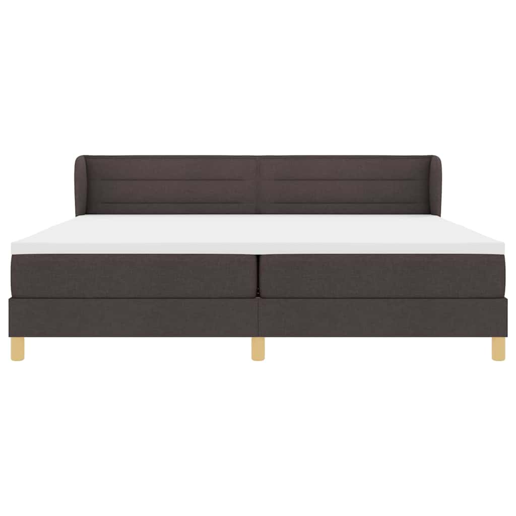 Lit à ressorts avec matelas Marron foncé 200 x 200 cm tissu