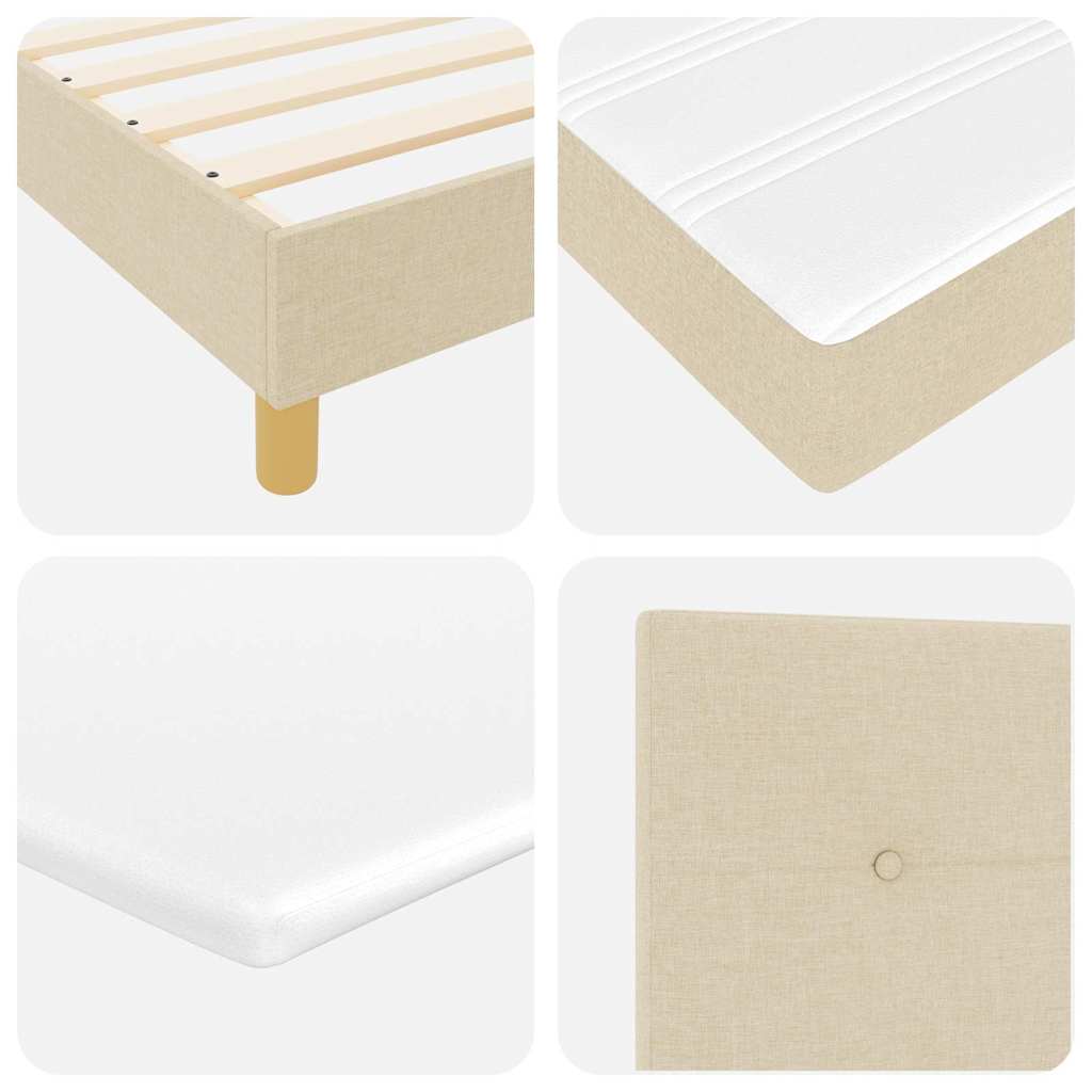 Lit à Ressorts avec Matelas Crème 90x200 cm Tissu Crème - XIOS