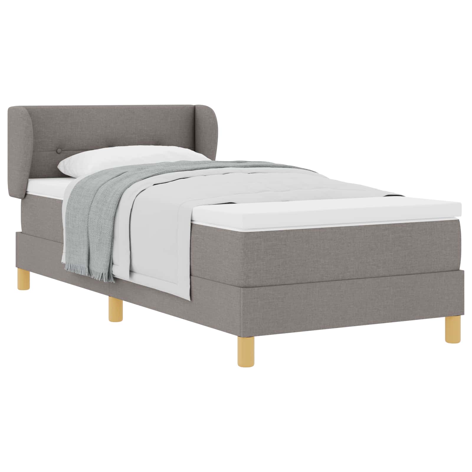 Lit à ressorts avec tête de lit Taupe 90 x 190 cm tissu