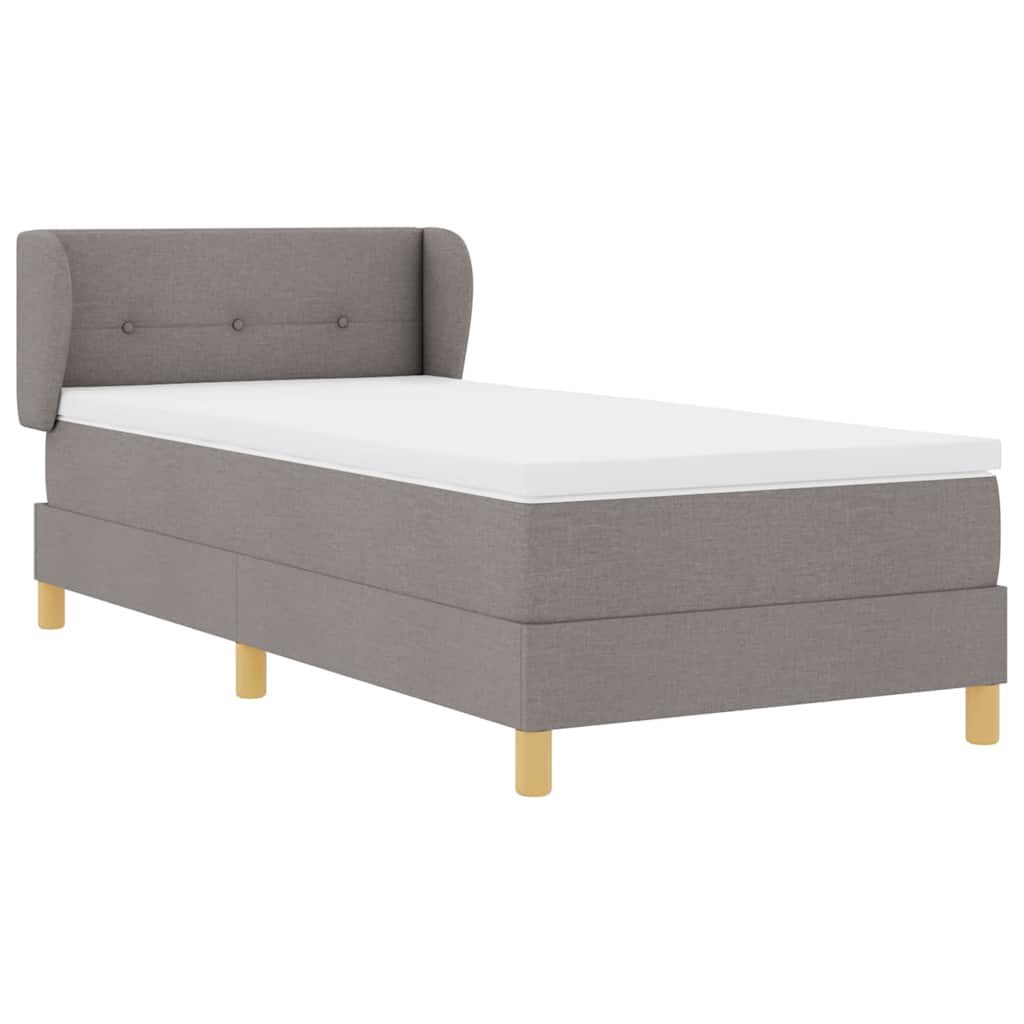 Lit à ressorts avec tête de lit Taupe 90 x 190 cm tissu