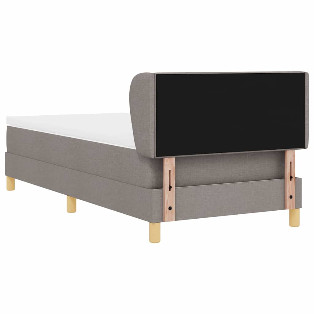 Lit à ressorts avec tête de lit Taupe 90 x 190 cm tissu