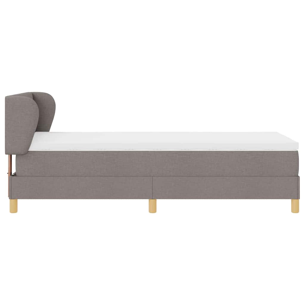 Lit à ressorts avec tête de lit Taupe 90 x 190 cm tissu