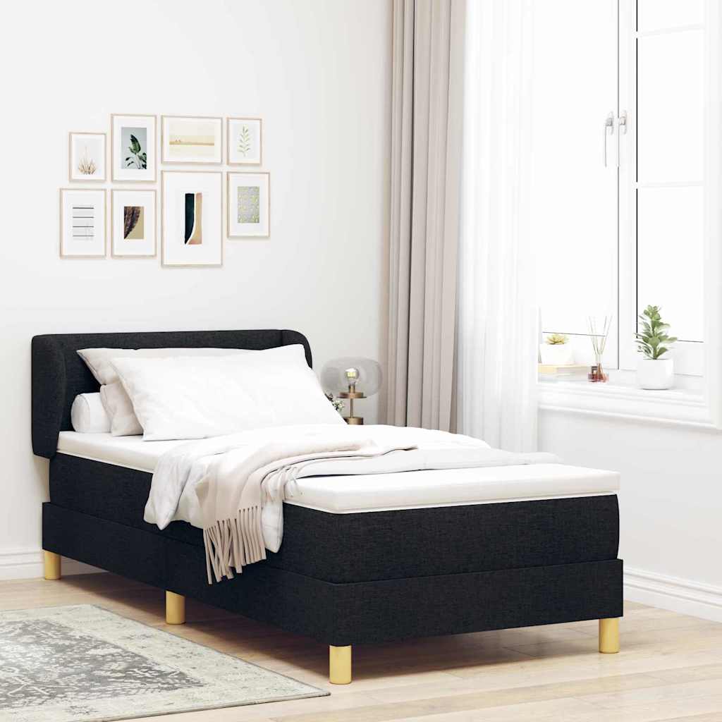 Lit à ressorts avec matelas Noir 100 x 200 cm tissu - XIOS