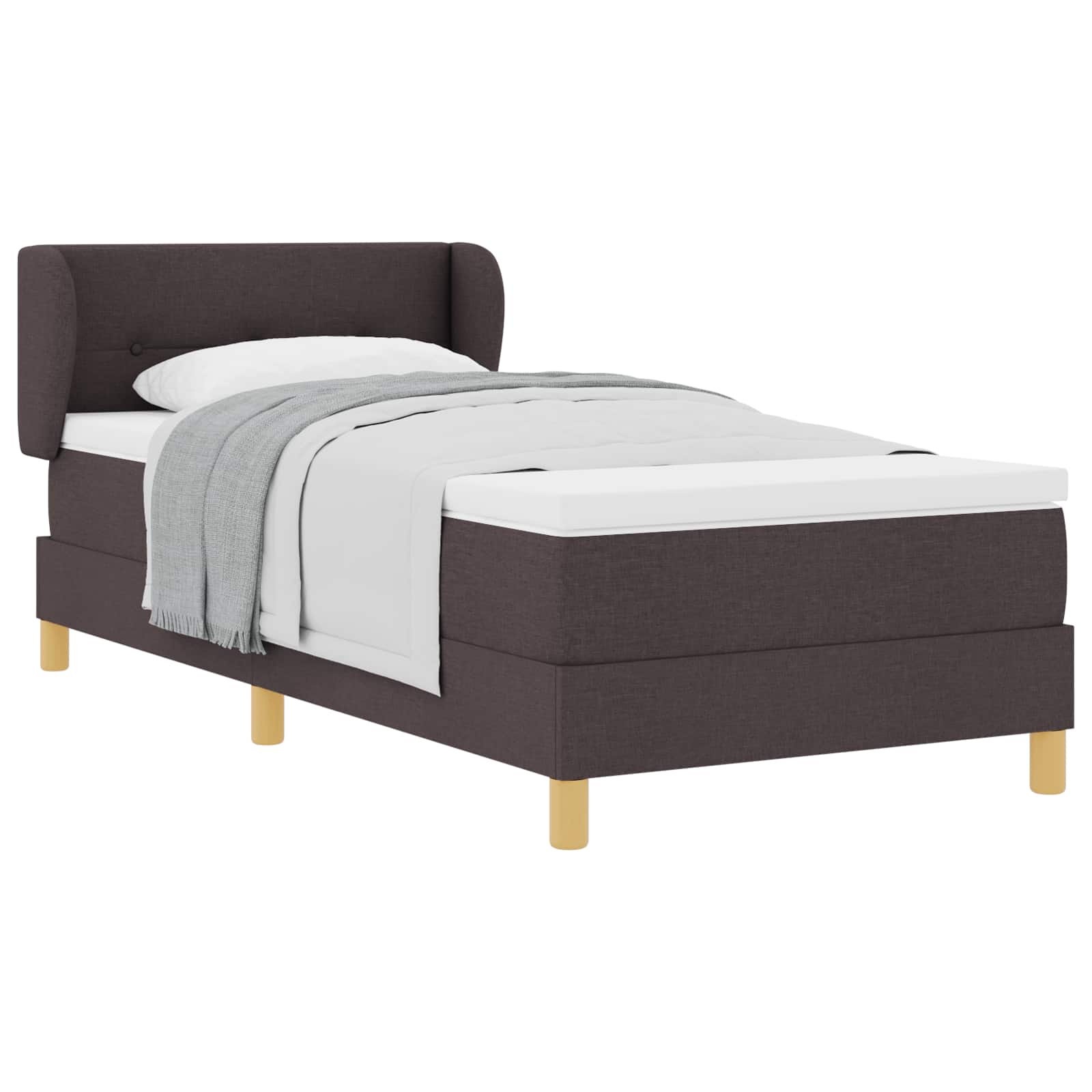 Lit à ressorts avec matelas Marron foncé 100 x 200 cm tissu - XIOS