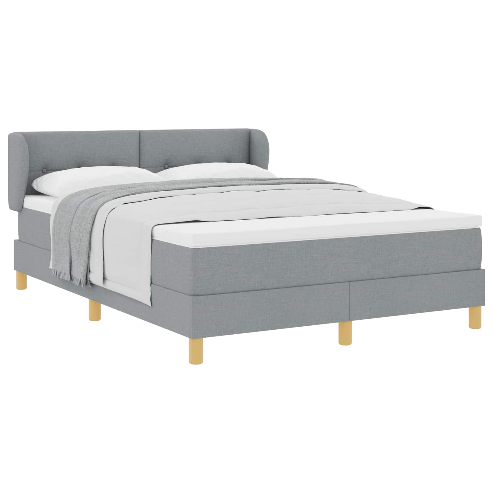 Lit à ressorts avec matelas Gris clair 140 x 190 cm tissu - XIOS