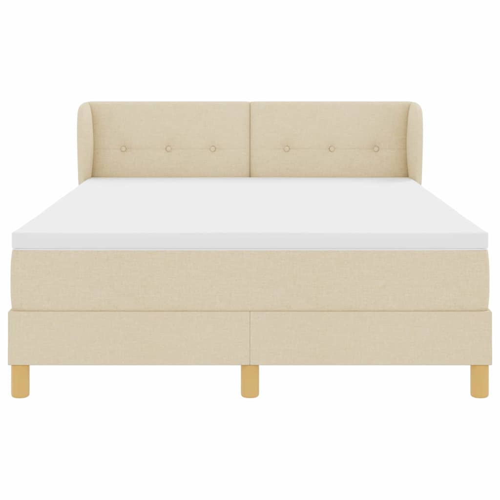 Lit à ressorts avec tête de lit Crème 140 x 190 cm tissu - XIOS