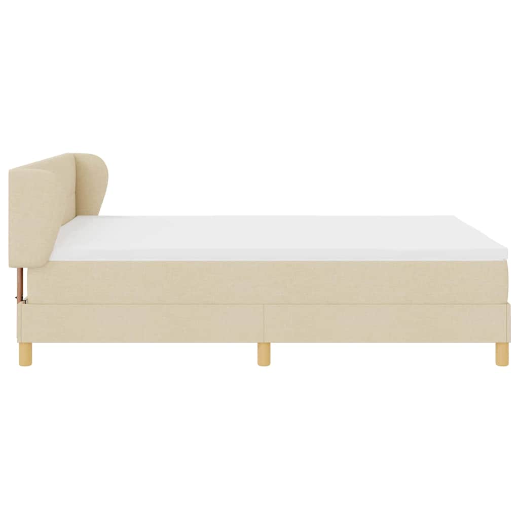 Lit à ressorts avec tête de lit Crème 140 x 190 cm tissu - XIOS