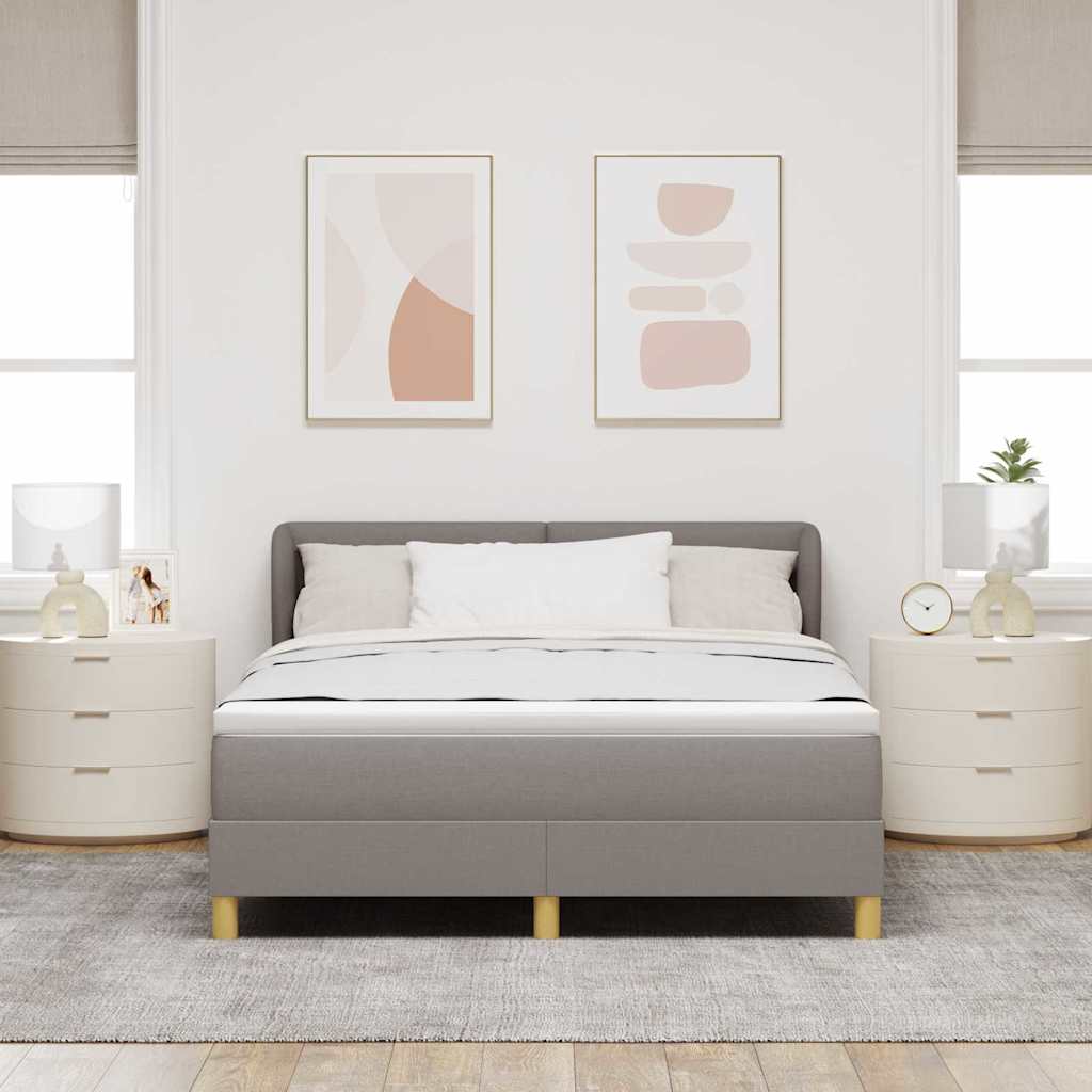 Lit à ressorts avec tête de lit Taupe 140 x 200 cm tissu - XIOS