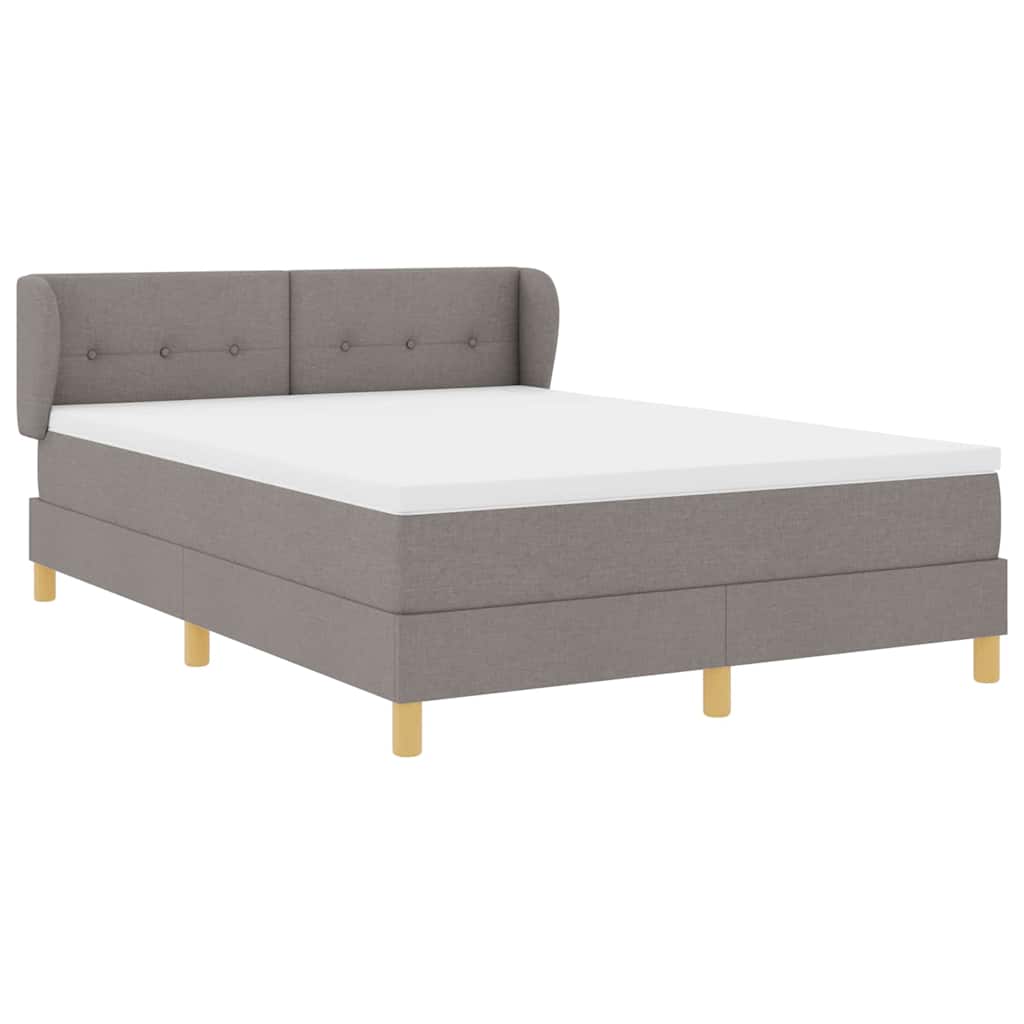Lit à ressorts avec tête de lit Taupe 140 x 200 cm tissu - XIOS