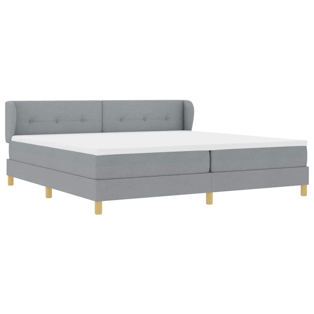 Lit à Ressorts avec Matelas Crème 90x200 cm Tissu Gris clair
