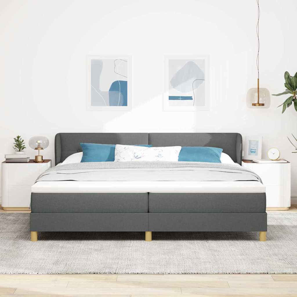 Lit à Ressorts avec Matelas Crème 90x200 cm Tissu Gris foncé