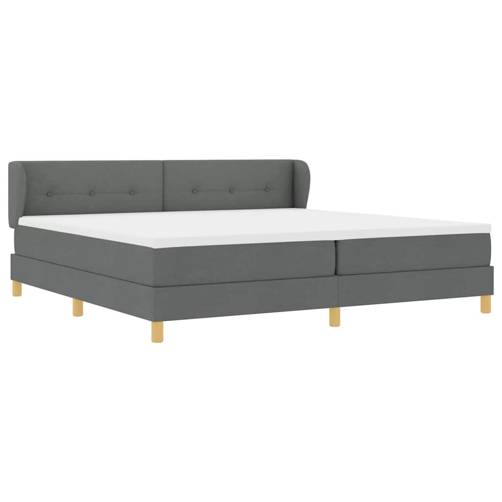 Lit à Ressorts avec Matelas Crème 90x200 cm Tissu Gris foncé