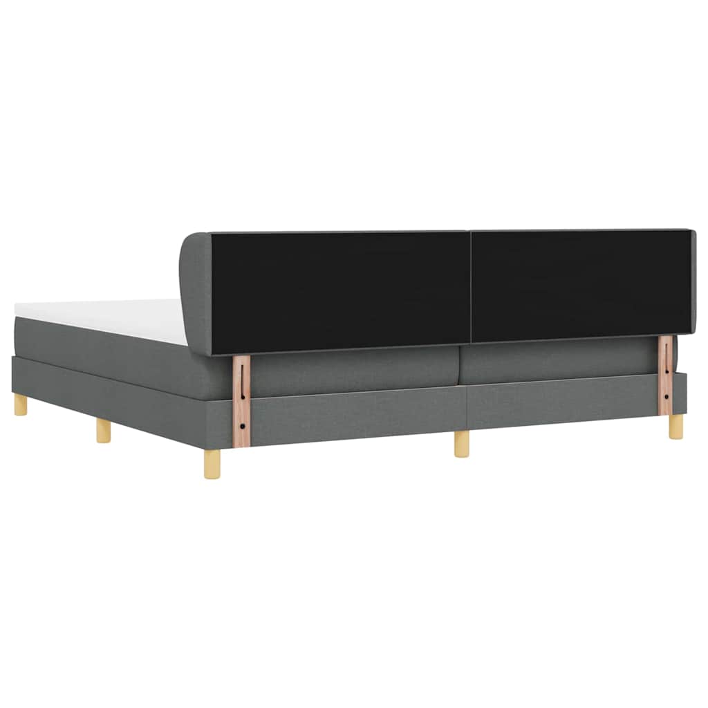 Lit à Ressorts avec Matelas Crème 90x200 cm Tissu Gris foncé
