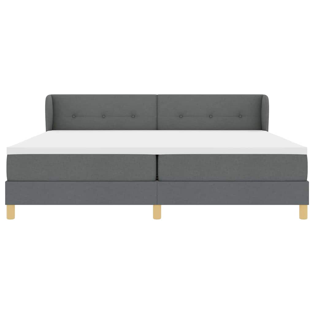 Lit à Ressorts avec Matelas Crème 90x200 cm Tissu Gris foncé