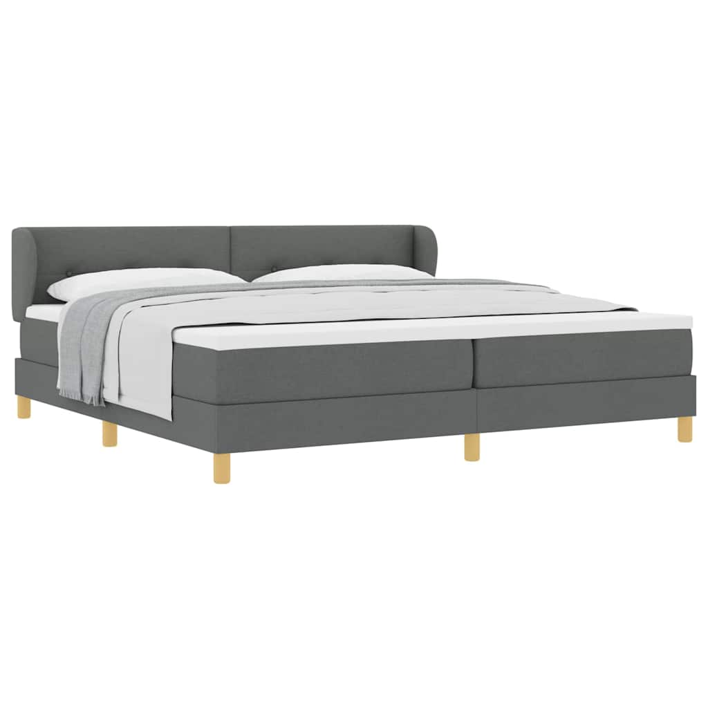 Lit à Ressorts avec Matelas Crème 90x200 cm Tissu Gris foncé