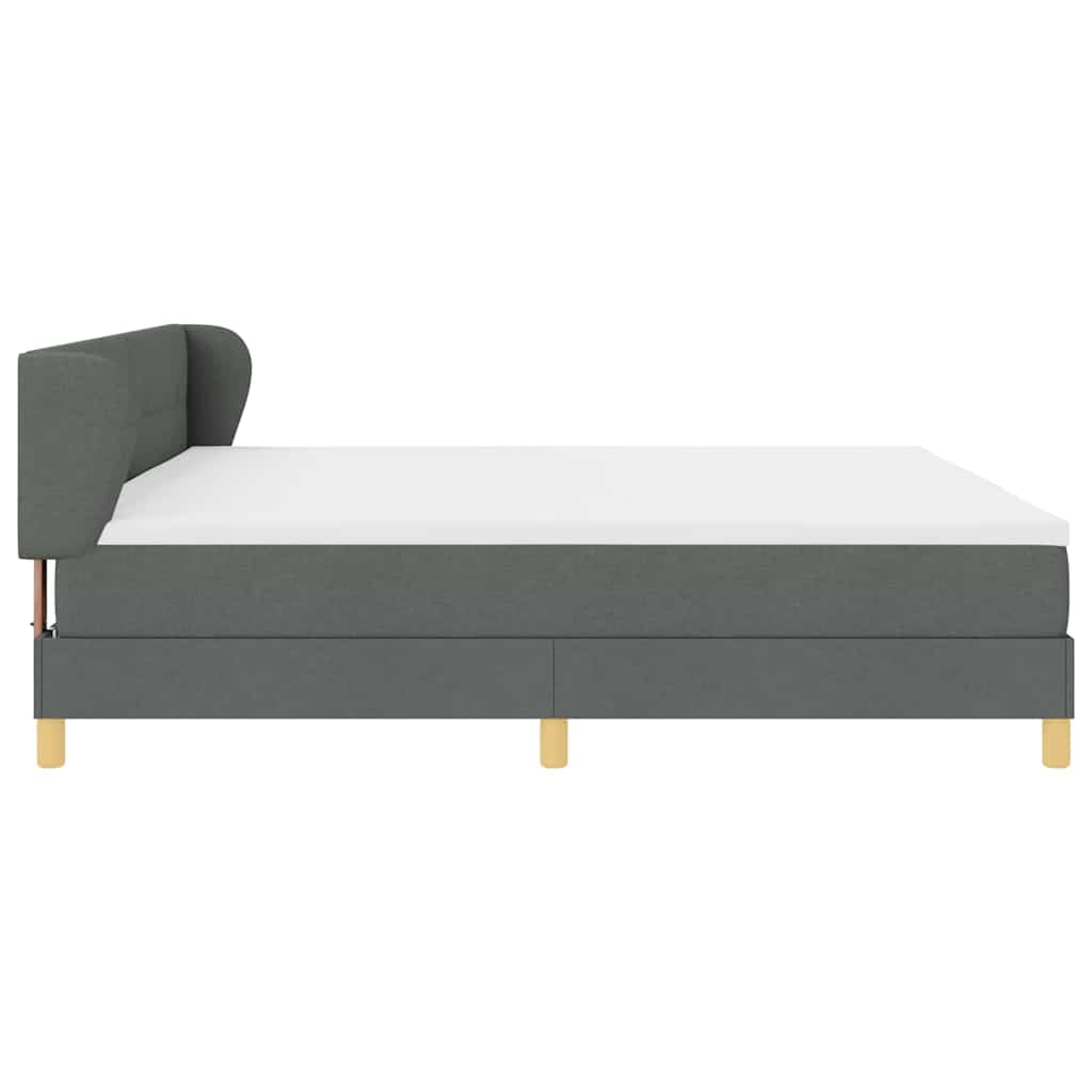 Lit à Ressorts avec Matelas Crème 90x200 cm Tissu Gris foncé
