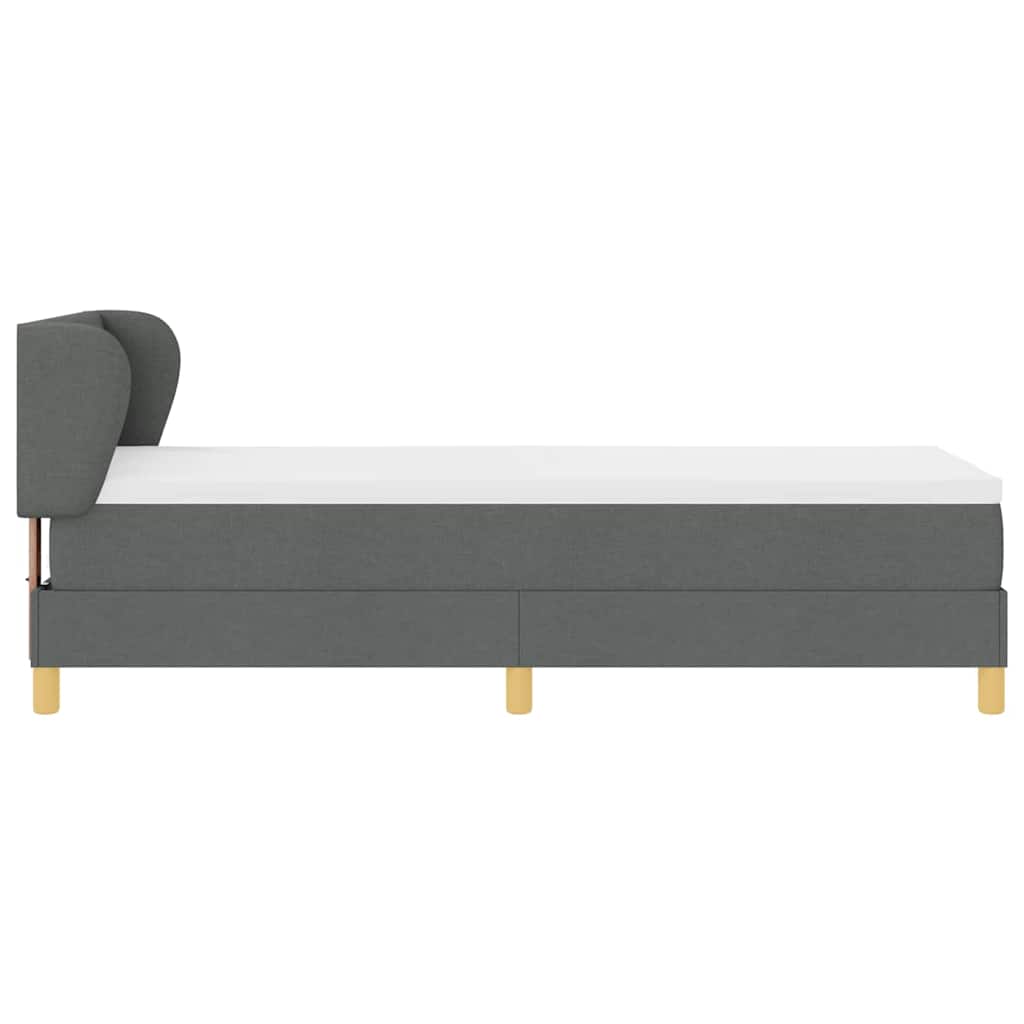 Lit à ressorts avec tête de lit Gris foncé 80 x 200 cm tissu - XIOS