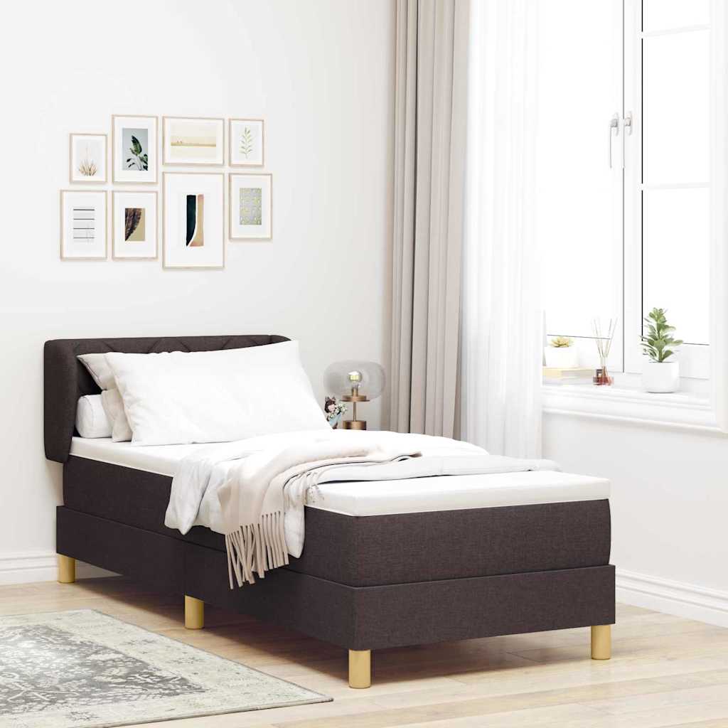 Lit à ressorts avec tête de lit Marron foncé 80 x 200 cm tissu - XIOS