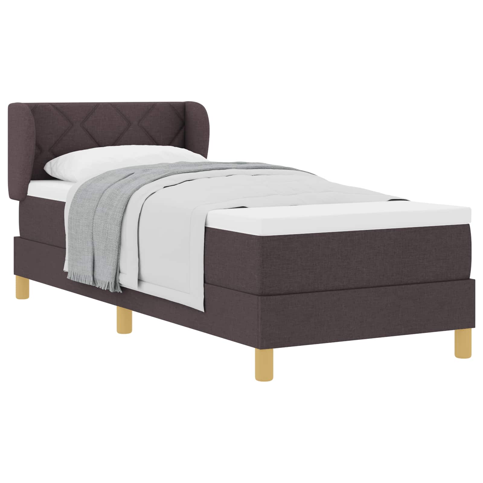Lit à ressorts avec tête de lit Marron foncé 80 x 200 cm tissu - XIOS