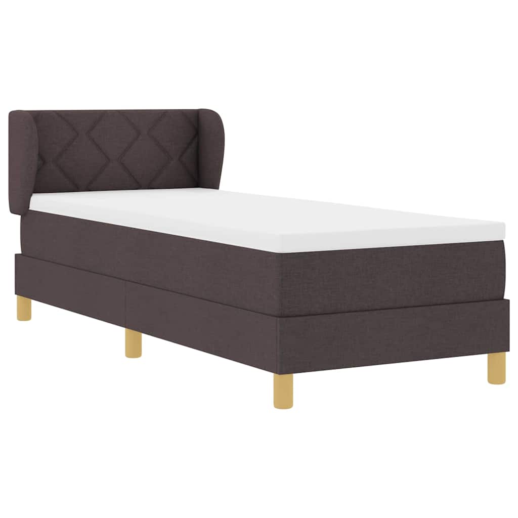 Lit à ressorts avec tête de lit Marron foncé 80 x 200 cm tissu - XIOS