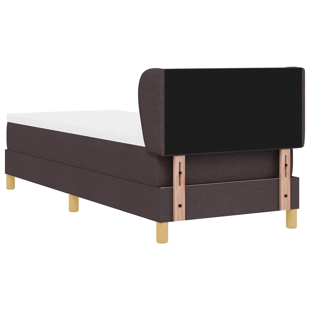 Lit à ressorts avec tête de lit Marron foncé 80 x 200 cm tissu - XIOS
