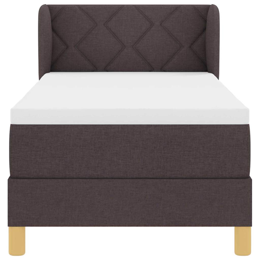 Lit à ressorts avec tête de lit Marron foncé 80 x 200 cm tissu - XIOS