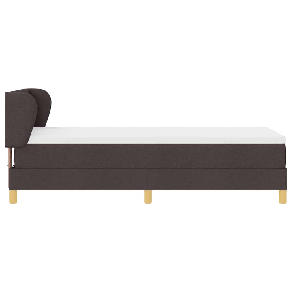 Lit à ressorts avec tête de lit Marron foncé 80 x 200 cm tissu - XIOS