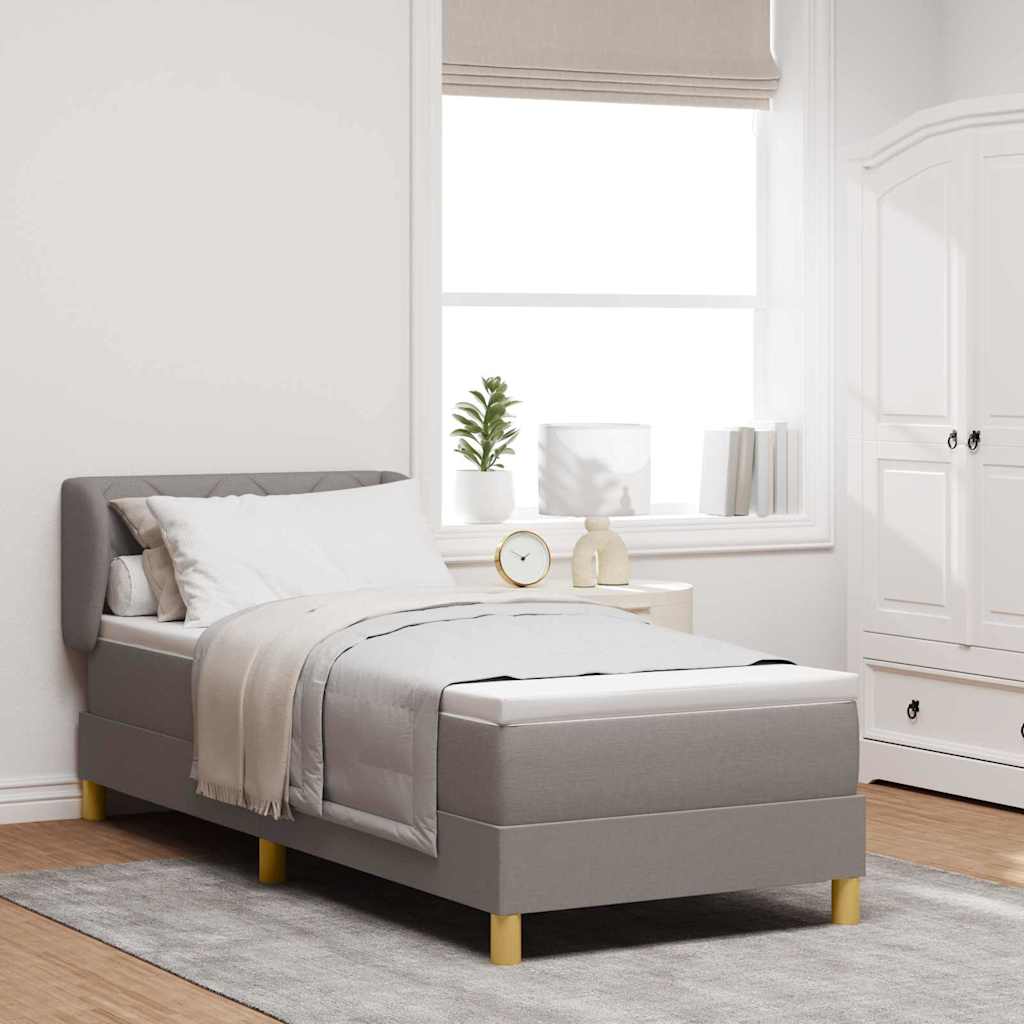 Lit à ressorts avec matelas Taupe 80 x 200 cm tissu - XIOS