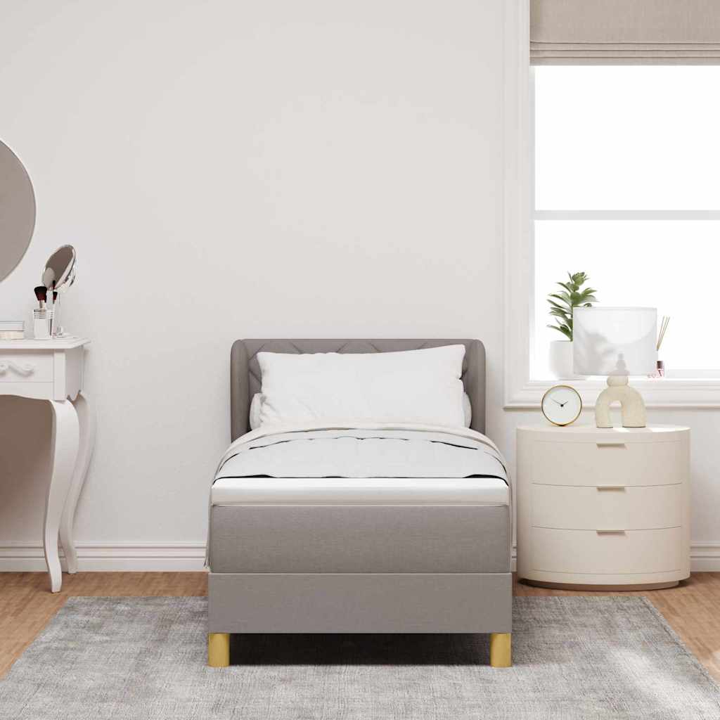 Lit à ressorts avec matelas Taupe 80 x 200 cm tissu - XIOS