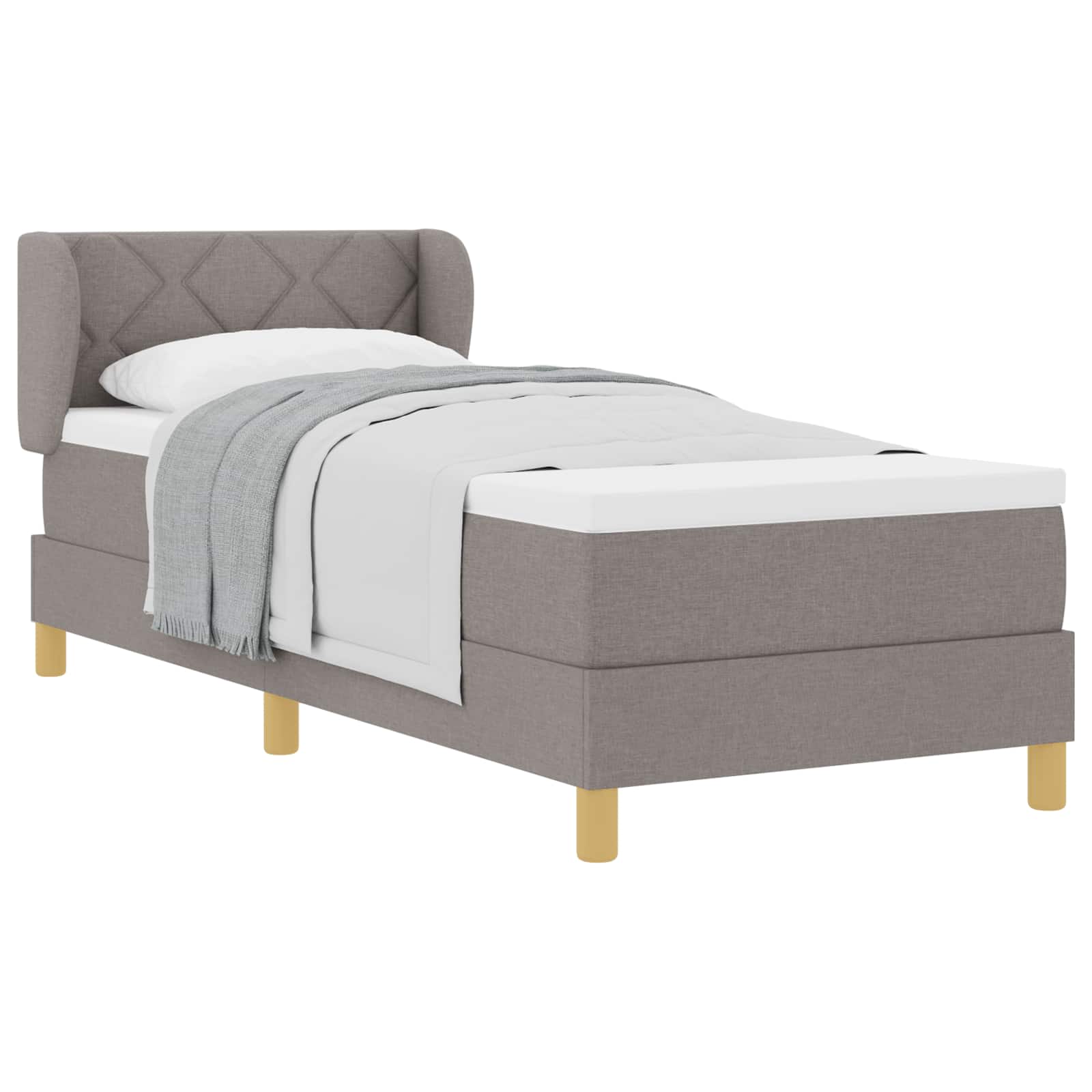 Lit à ressorts avec matelas Taupe 80 x 200 cm tissu - XIOS
