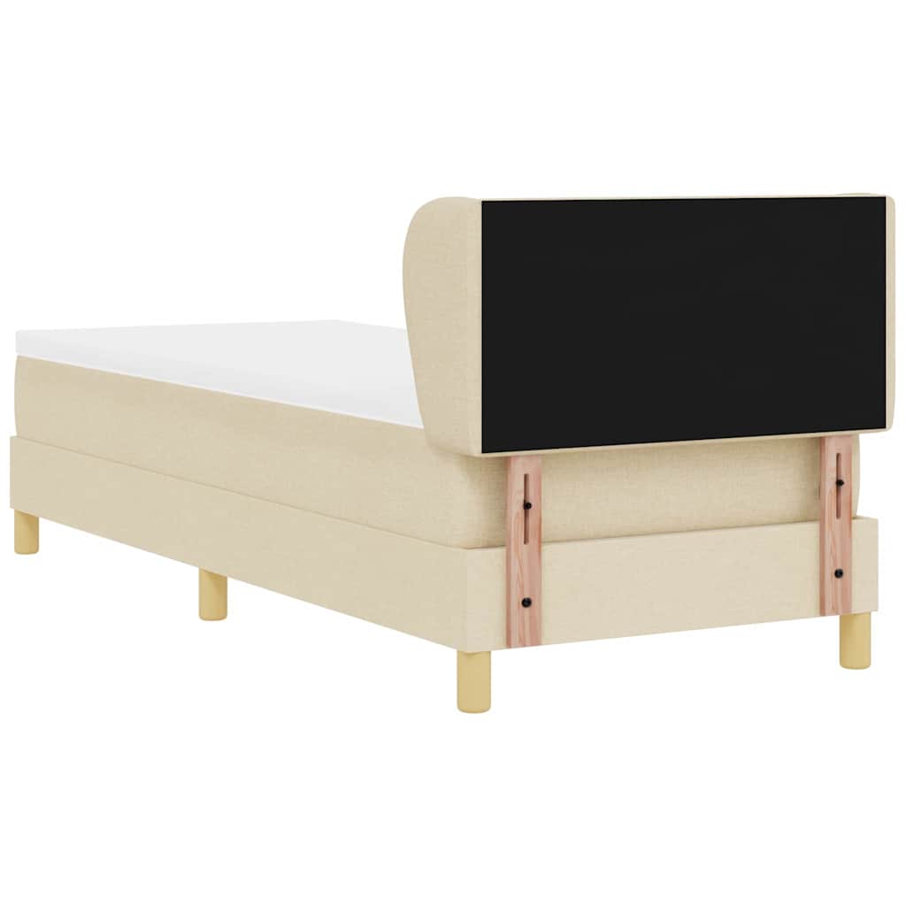 Lit à ressorts avec tête de lit Crème 80 x 200 cm tissu