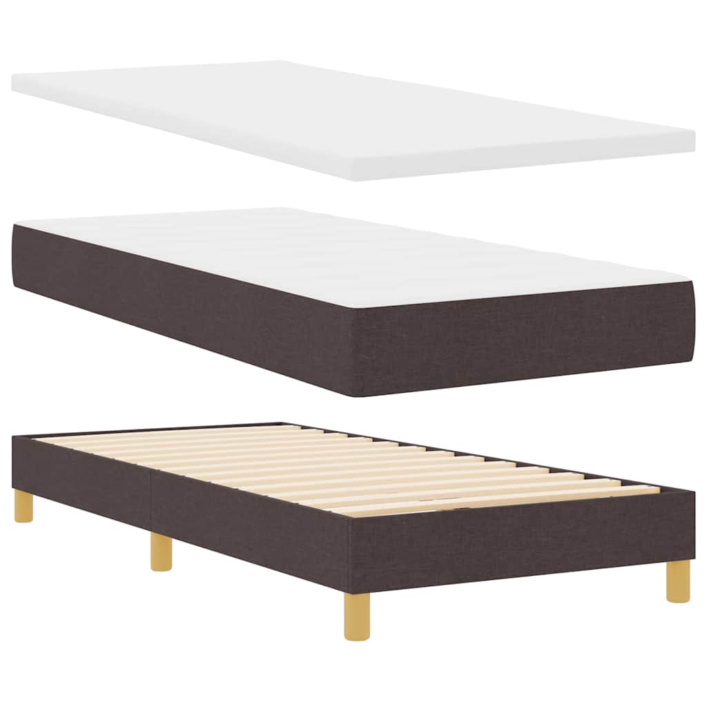 Lit à ressorts avec tête de lit Marron foncé 90 x 190 cm tissu - XIOS