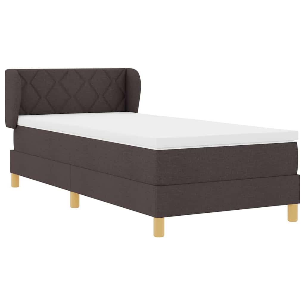 Lit à ressorts avec tête de lit Marron foncé 90 x 190 cm tissu - XIOS