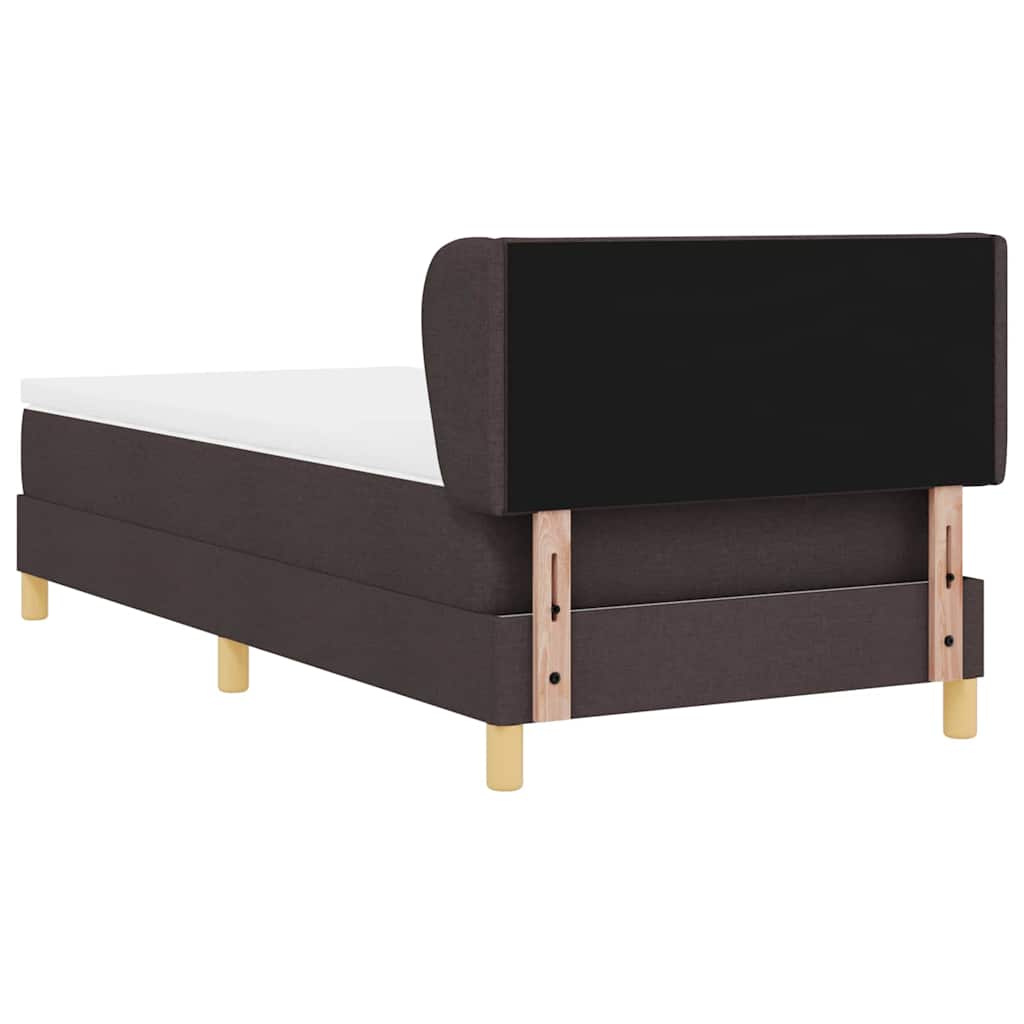 Lit à ressorts avec tête de lit Marron foncé 90 x 190 cm tissu - XIOS